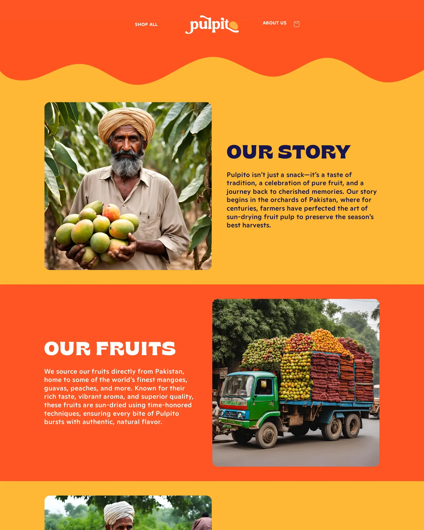 Pulpito Fruit Bites About Us design, captured September 2026