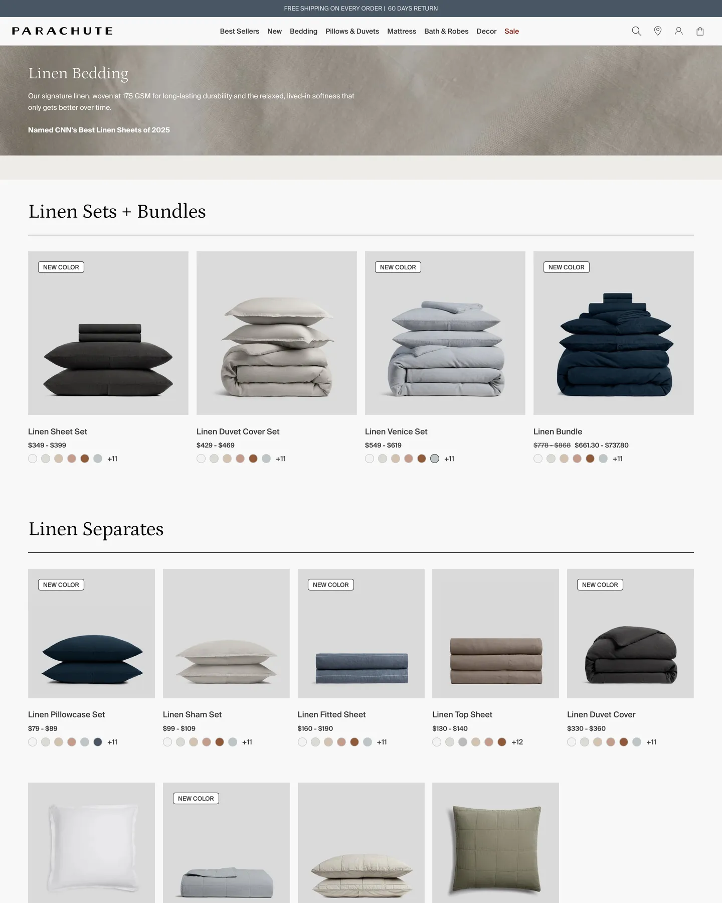 Parachute Linen Bedding design, captured August 2026