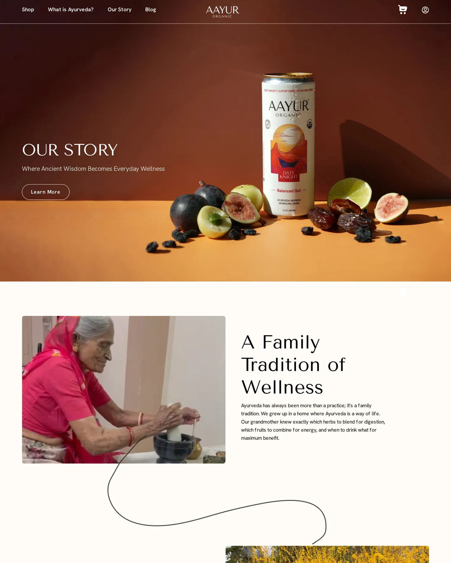 Aayur Organic Our Story design, captured September 2026
