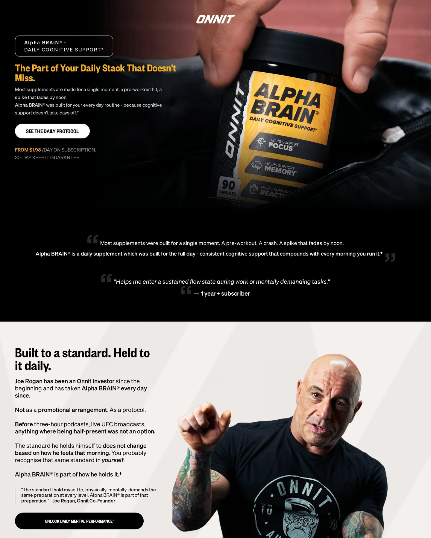 Onnit Alpha BRAIN design, captured August 2026