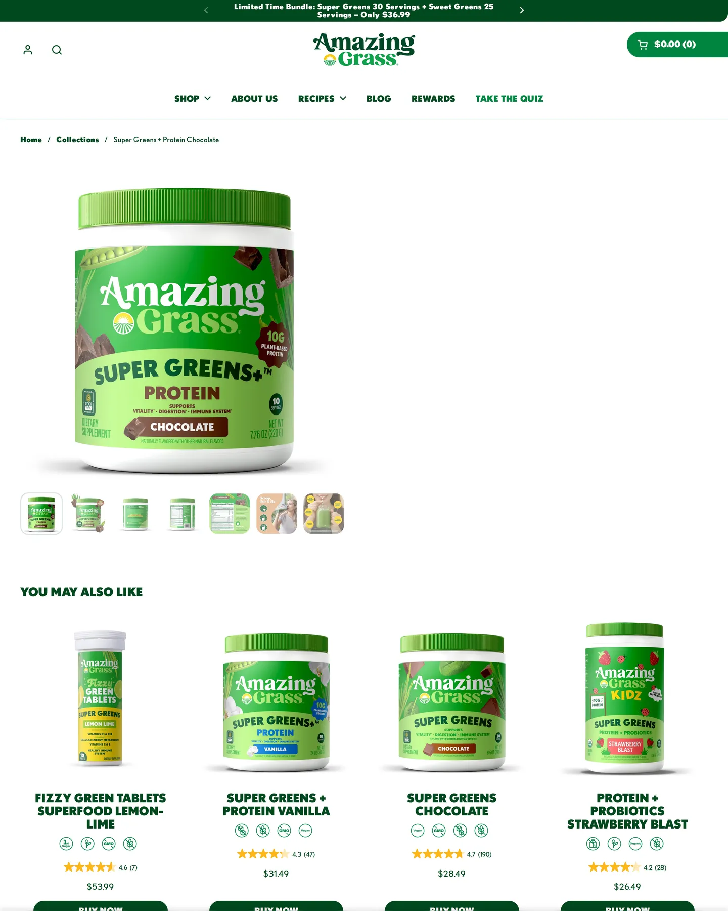 Amazing Grass Super Greens Protein Chocolate design, captured September 2026
