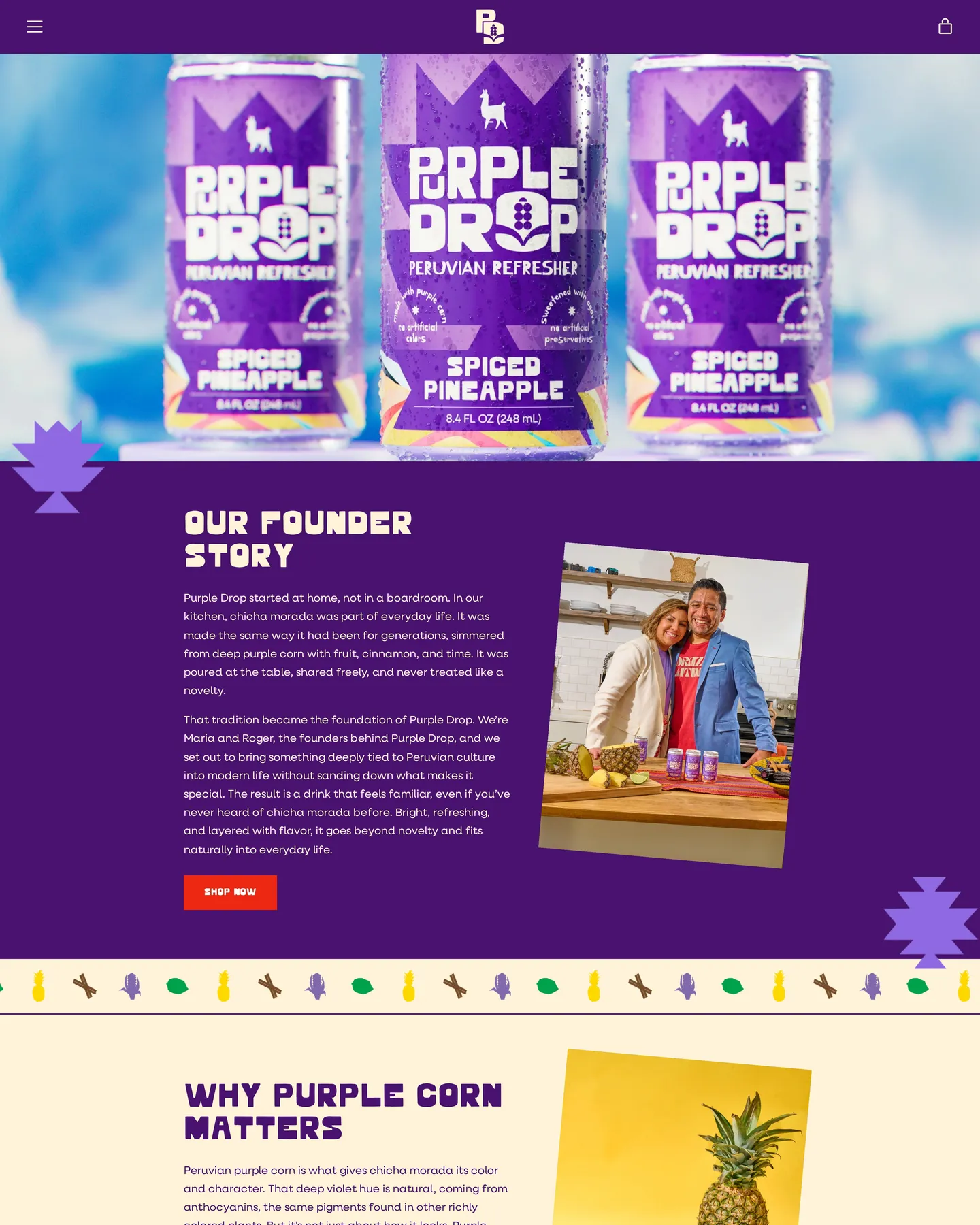 Purple Drop About design, captured September 2026