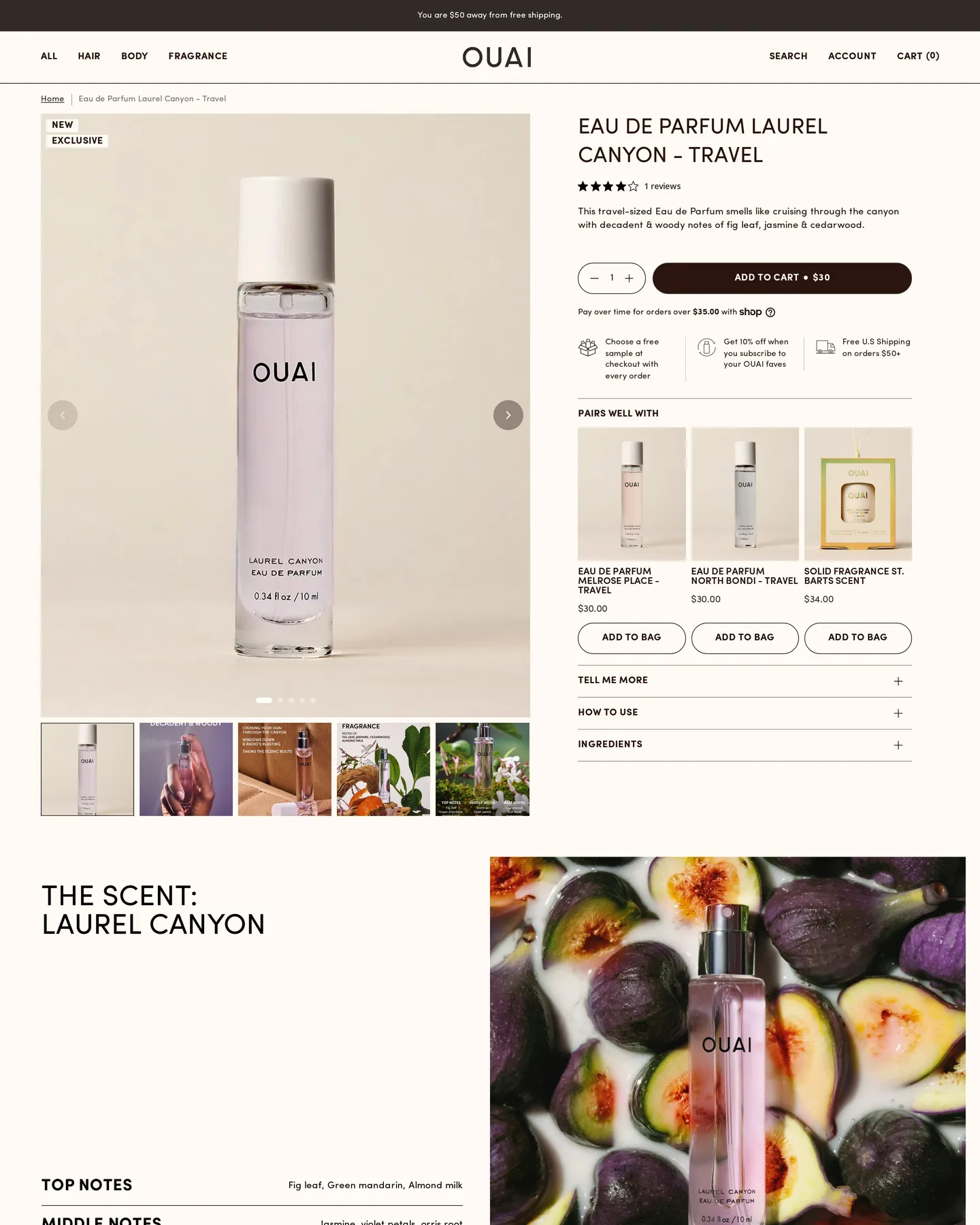 Ouai Eau De Parfum Laurel Canyon Travel design, captured August 2026