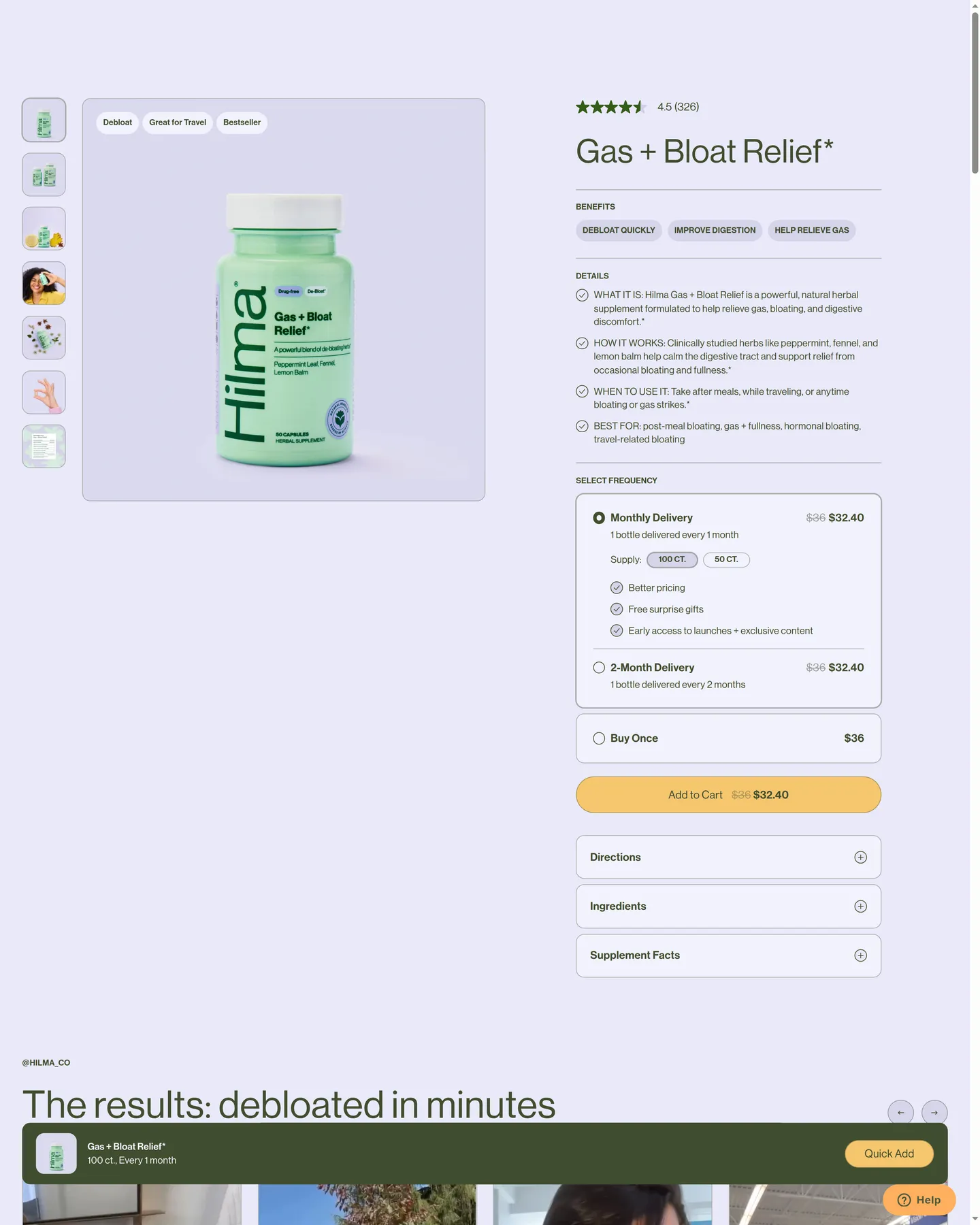 Hilma Gas + Bloat Relief* design, captured September 2026