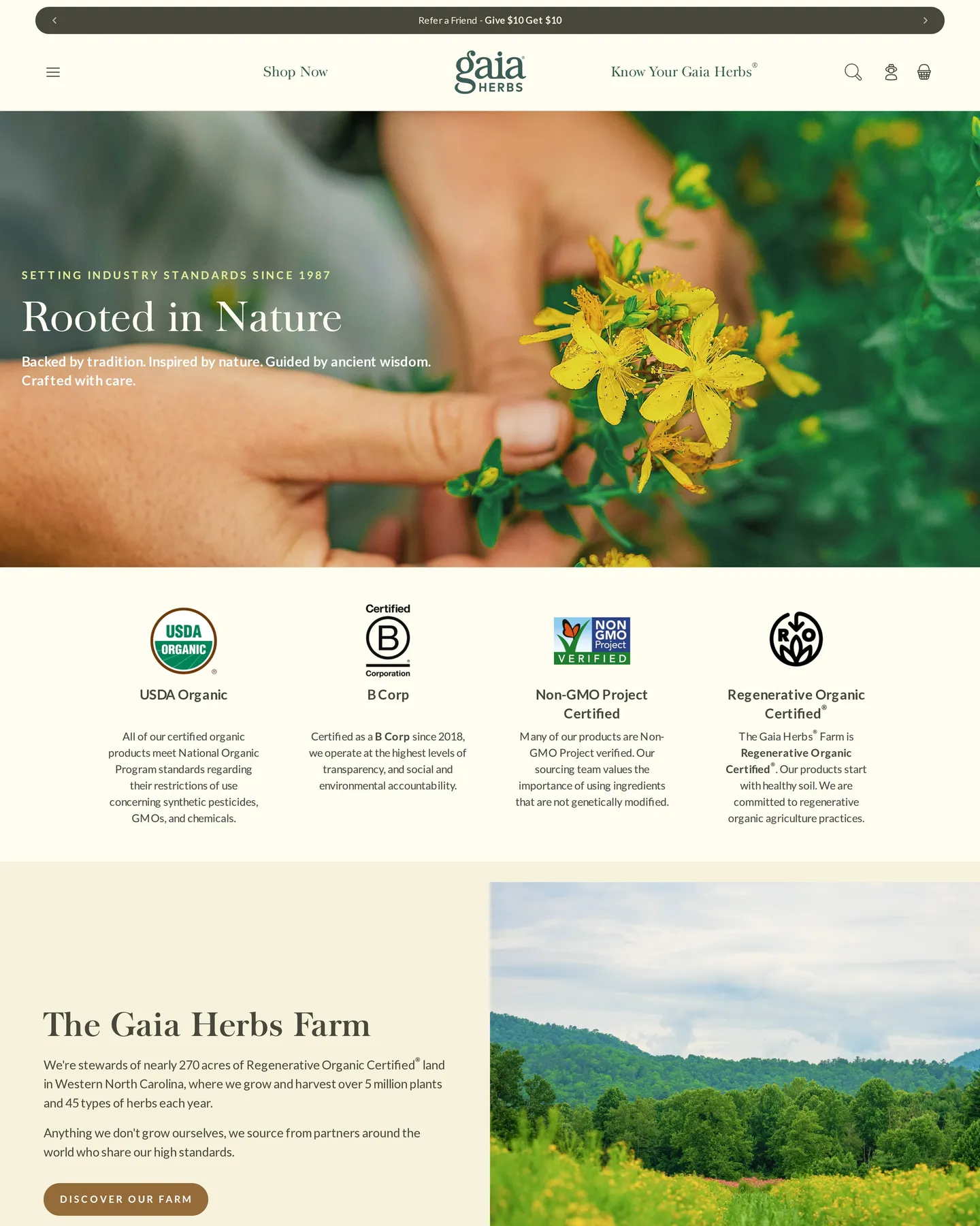 Gaia Herbs About Us design, captured September 2026