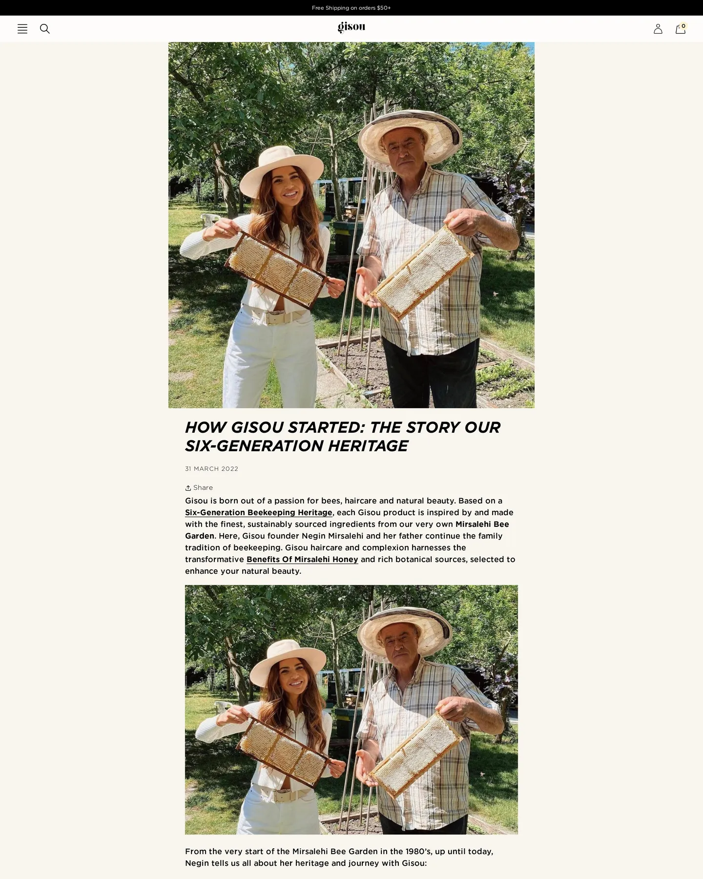 Gisou Heritage Story design, captured August 2026