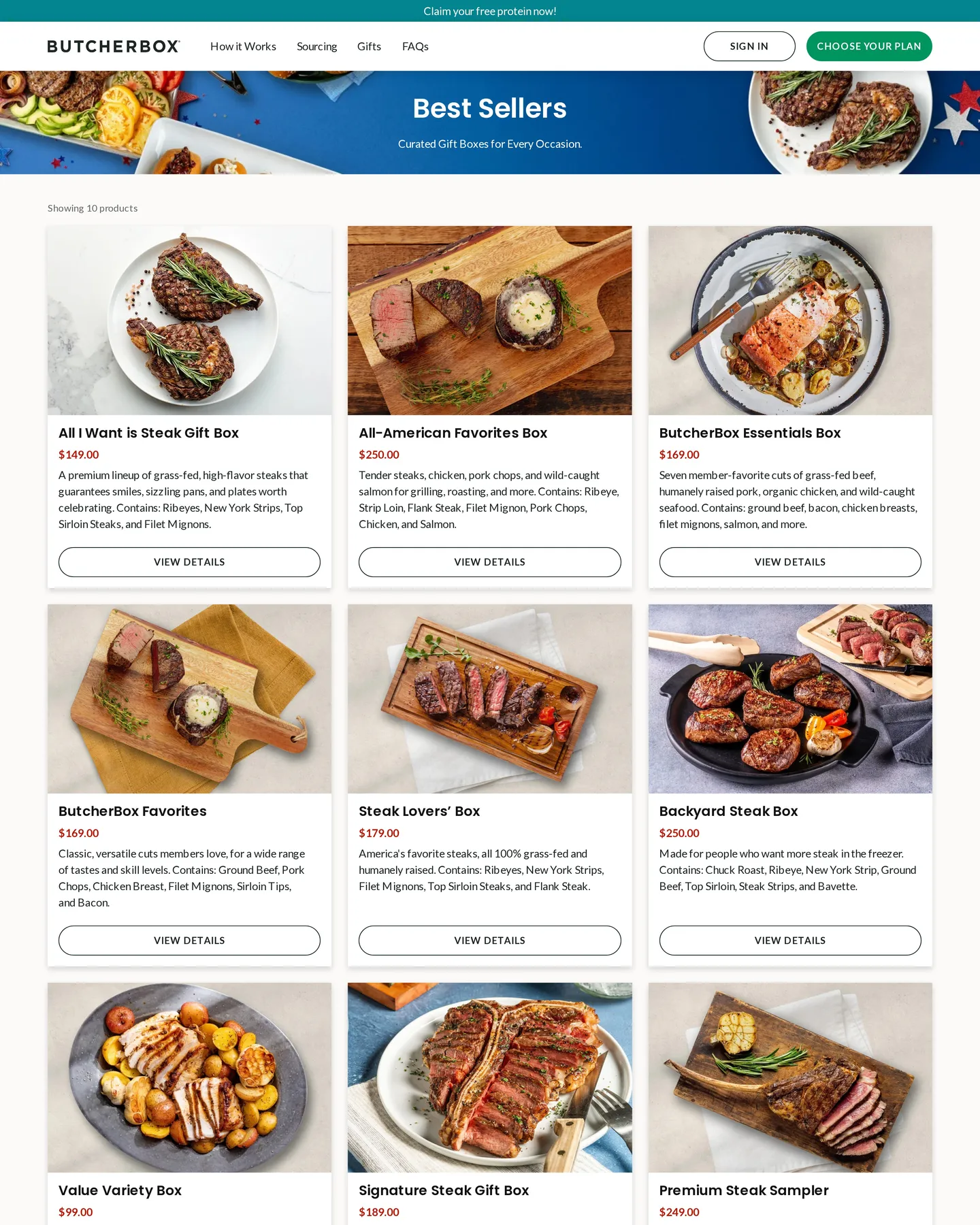 ButcherBox Best Sellers design, captured August 2026