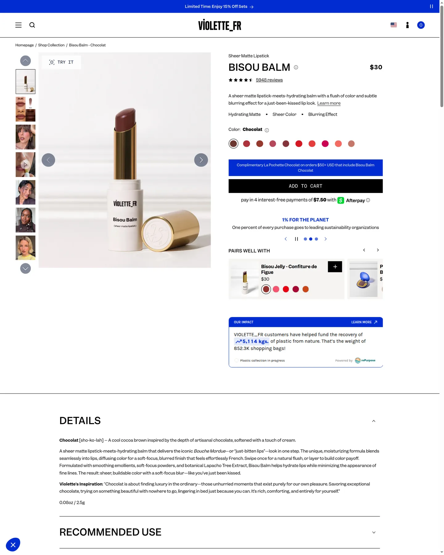 VIOLETTE_FR Bisou Balm - Chocolat design, captured September 2026