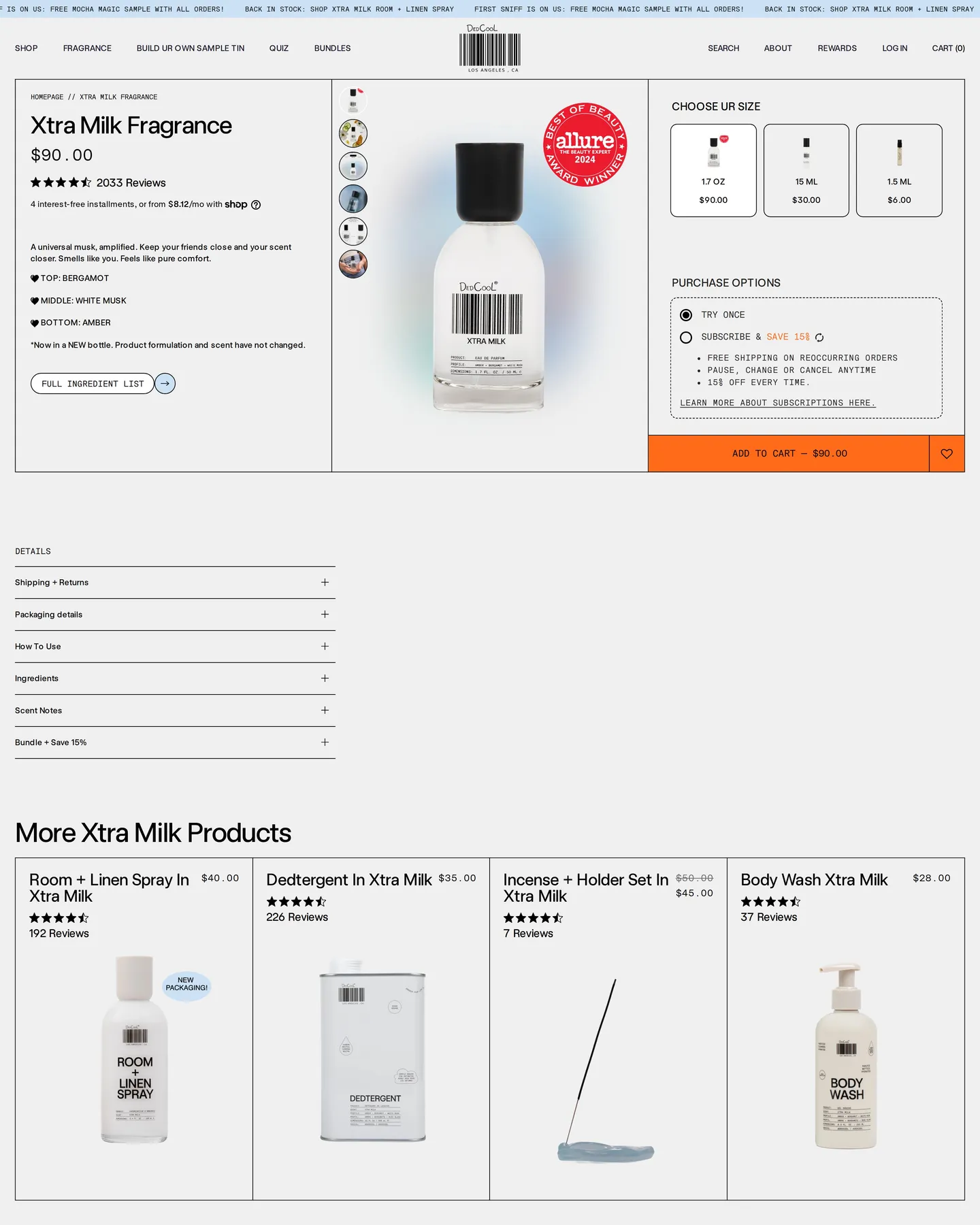 DedCool Xtra Milk design, captured August 2026